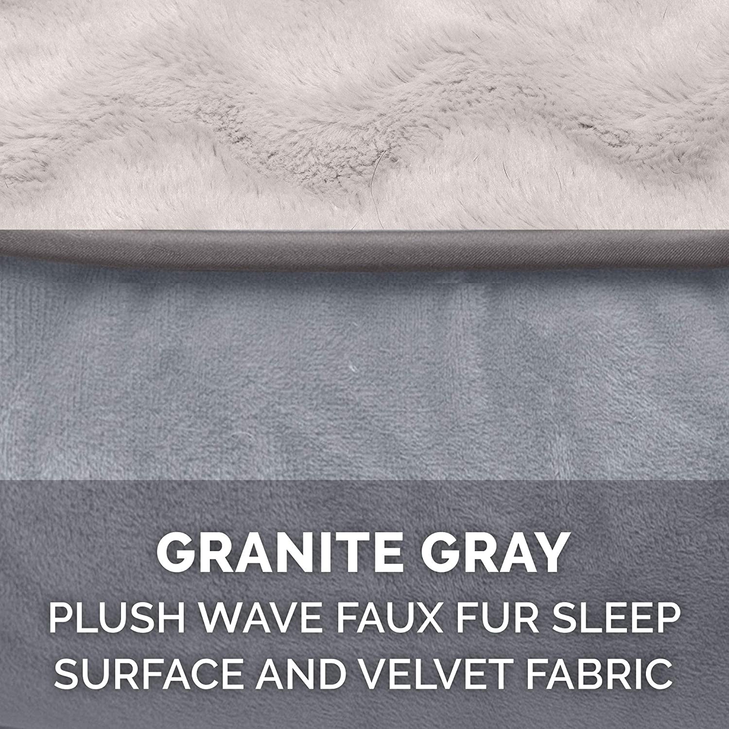 Soft, Orthopedic Foam Perfect Comfort Dog Bed with Washable & Removable Cover -Velvet Waves - Granite Gray, Dogs up to 55 Lbs - Large